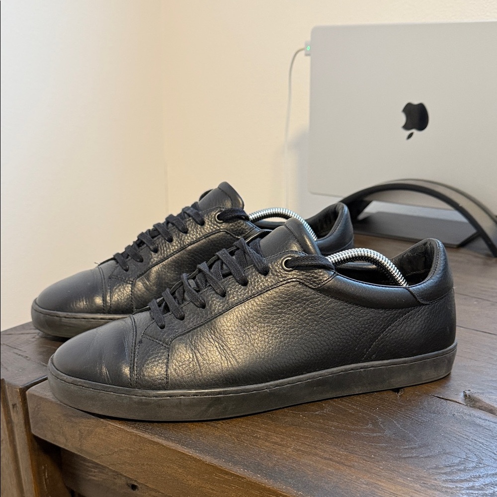 Luca del forte Size 42 Classic Black Leather Men's Sneakers